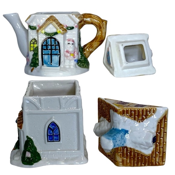 Vintage Cottage Teapot Bag Holder Canister Creamer Sugar Bowl Serving Set 2 Pc - Picture 9 of 16